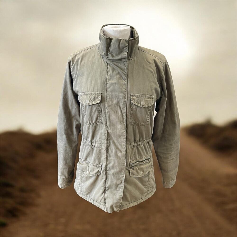 Horny Toad Women's Medium Olive Green Organic Cotton Sherpa Lined Utility Jacket